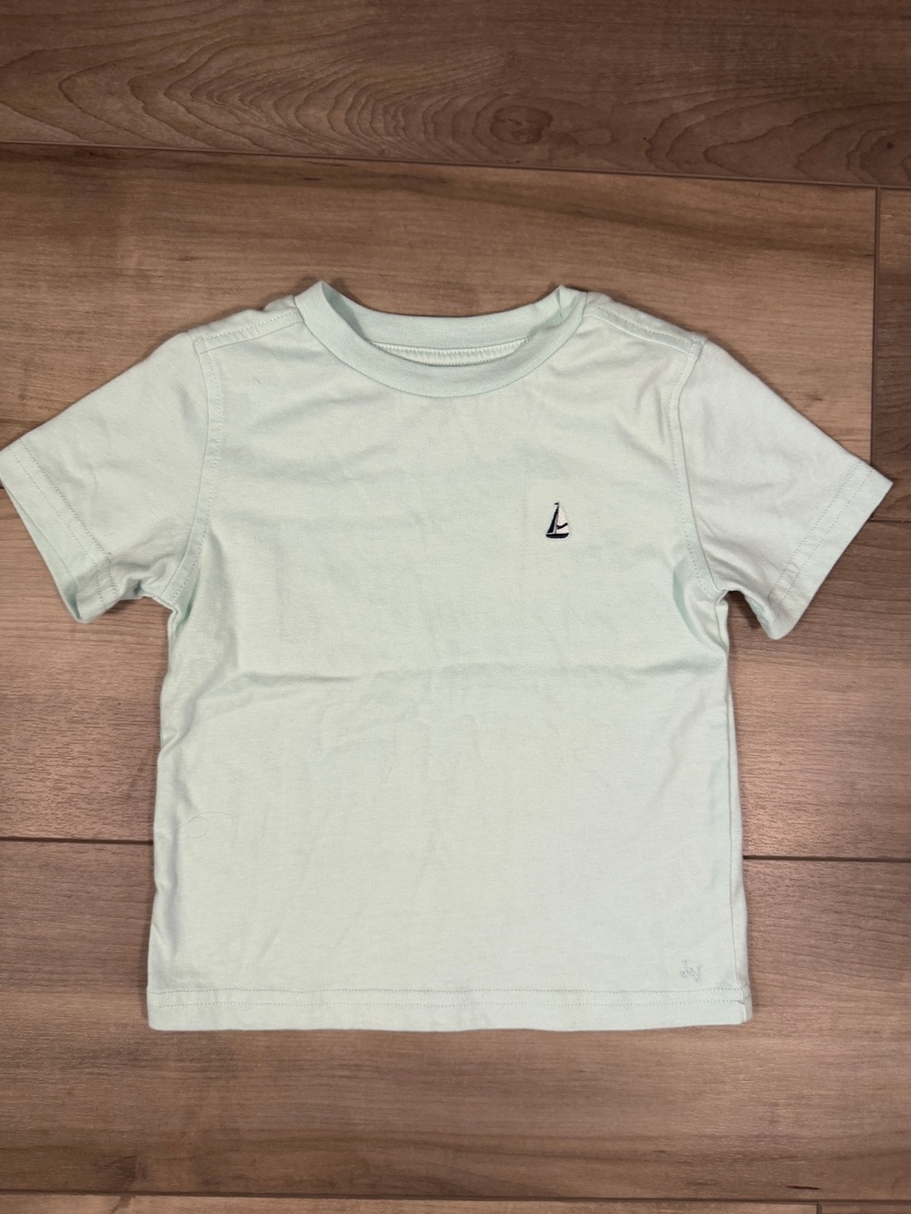 Janie and Jack Boys 3T Mint Short Sleeve Tee with Pocket Sailboat Embroidery